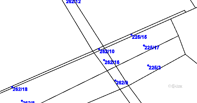 Parcela st. 262/11 v KÚ Hvozdec, Katastrální mapa
