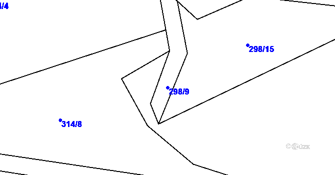 Parcela st. 298/9 v KÚ Hvozdec, Katastrální mapa