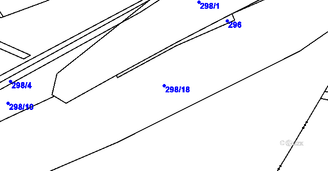 Parcela st. 298/18 v KÚ Hvozdec, Katastrální mapa