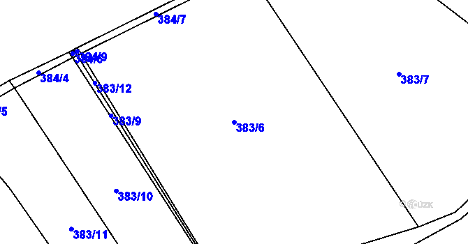 Parcela st. 383/6 v KÚ Hvozdec, Katastrální mapa