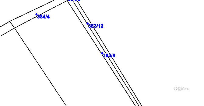 Parcela st. 383/9 v KÚ Hvozdec, Katastrální mapa