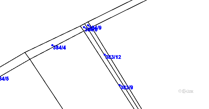 Parcela st. 383/12 v KÚ Hvozdec, Katastrální mapa