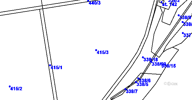 Parcela st. 415/3 v KÚ Hvozdec, Katastrální mapa