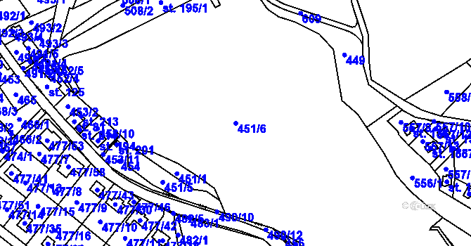 Parcela st. 451/6 v KÚ Hvozdec, Katastrální mapa