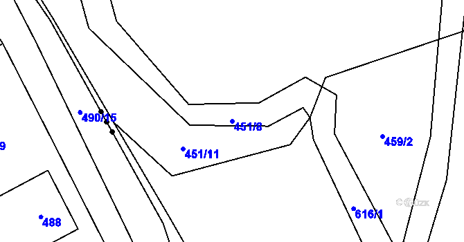 Parcela st. 451/8 v KÚ Hvozdec, Katastrální mapa
