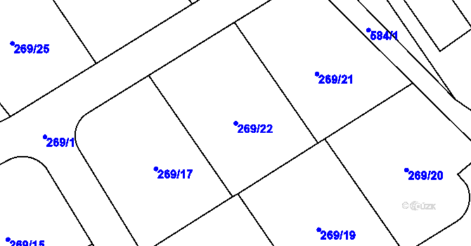 Parcela st. 269/22 v KÚ Hvozdec, Katastrální mapa