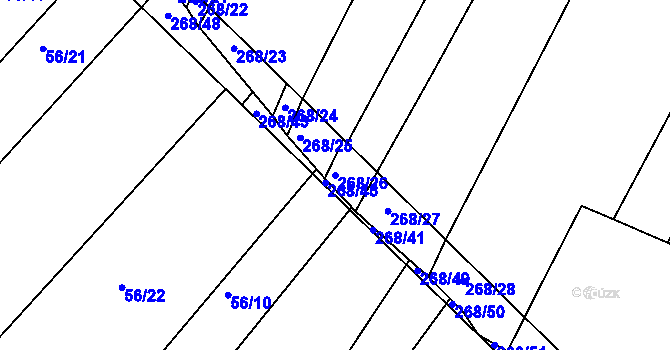 Parcela st. 268/26 v KÚ Hvozdec u Veverské Bítýšky, Katastrální mapa