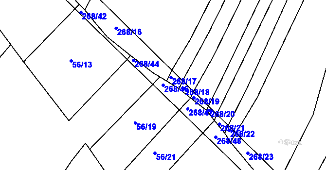 Parcela st. 268/46 v KÚ Hvozdec u Veverské Bítýšky, Katastrální mapa