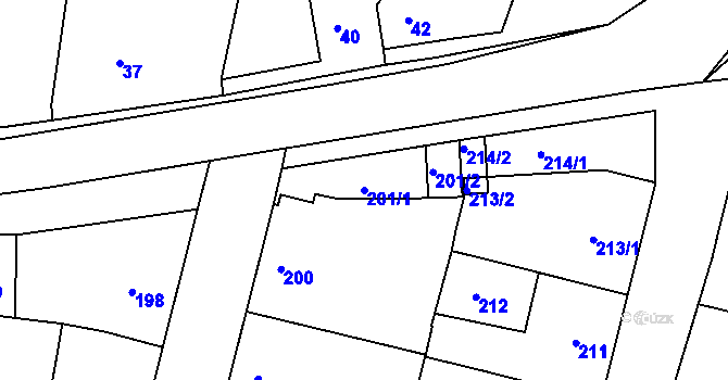 Parcela st. 201/1 v KÚ Hvozdec u Veverské Bítýšky, Katastrální mapa