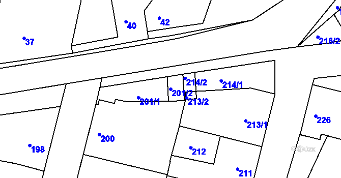 Parcela st. 201/2 v KÚ Hvozdec u Veverské Bítýšky, Katastrální mapa
