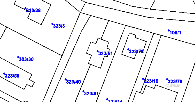 Parcela st. 323/61 v KÚ Hvozdec u Veverské Bítýšky, Katastrální mapa