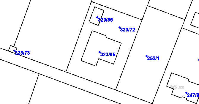 Parcela st. 323/85 v KÚ Hvozdec u Veverské Bítýšky, Katastrální mapa