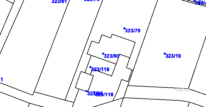 Parcela st. 323/90 v KÚ Hvozdec u Veverské Bítýšky, Katastrální mapa