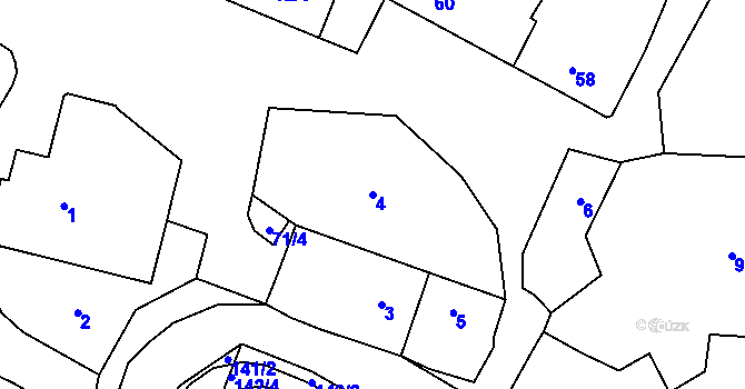 Parcela st. 4 v KÚ Hvozdec u Veverské Bítýšky, Katastrální mapa