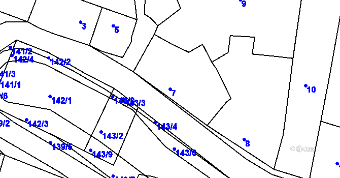 Parcela st. 7 v KÚ Hvozdec u Veverské Bítýšky, Katastrální mapa