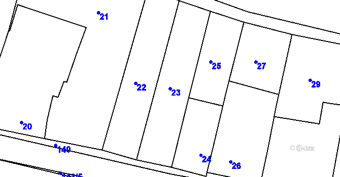 Parcela st. 23 v KÚ Hvozdec u Veverské Bítýšky, Katastrální mapa