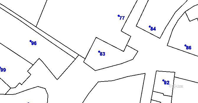 Parcela st. 83 v KÚ Hvozdec u Veverské Bítýšky, Katastrální mapa