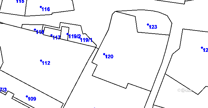 Parcela st. 120 v KÚ Hvozdec u Veverské Bítýšky, Katastrální mapa