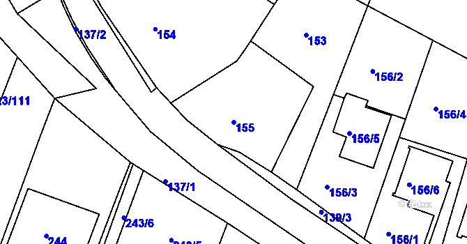 Parcela st. 155 v KÚ Hvozdec u Veverské Bítýšky, Katastrální mapa