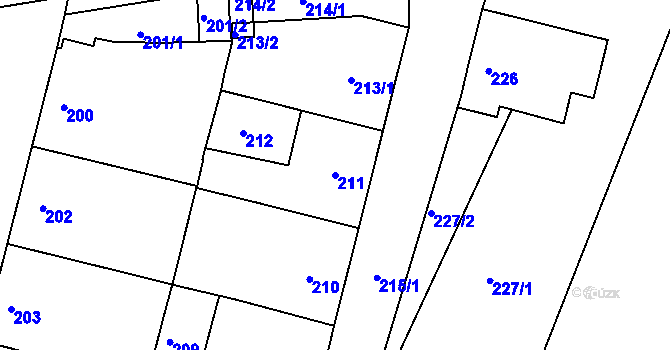 Parcela st. 211 v KÚ Hvozdec u Veverské Bítýšky, Katastrální mapa