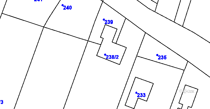 Parcela st. 238/2 v KÚ Hvozdec u Veverské Bítýšky, Katastrální mapa