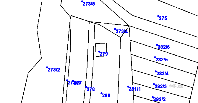 Parcela st. 279 v KÚ Hvozdec u Veverské Bítýšky, Katastrální mapa