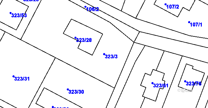 Parcela st. 323/3 v KÚ Hvozdec u Veverské Bítýšky, Katastrální mapa