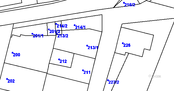 Parcela st. 213/1 v KÚ Hvozdec u Veverské Bítýšky, Katastrální mapa