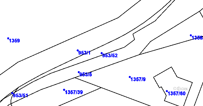 Parcela st. 953/52 v KÚ Hvozdná, Katastrální mapa