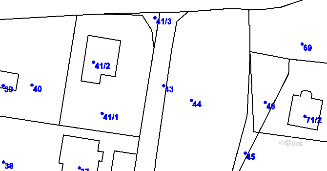 Parcela st. 43 v KÚ Hvozdná, Katastrální mapa