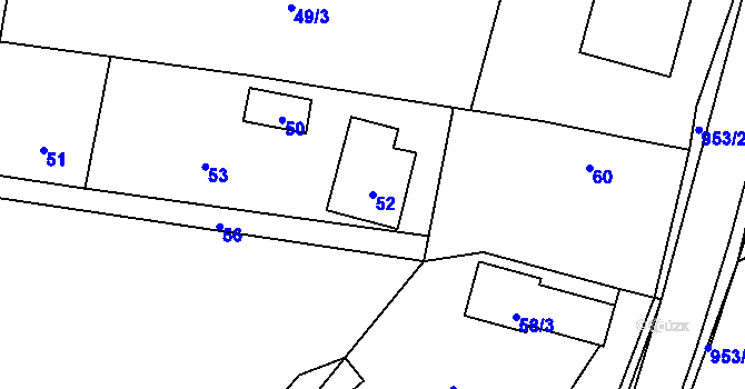Parcela st. 52 v KÚ Hvozdná, Katastrální mapa