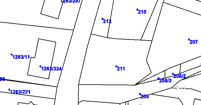Parcela st. 213/1 v KÚ Hvozdná, Katastrální mapa
