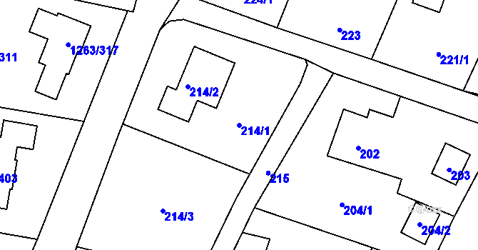 Parcela st. 214/1 v KÚ Hvozdná, Katastrální mapa
