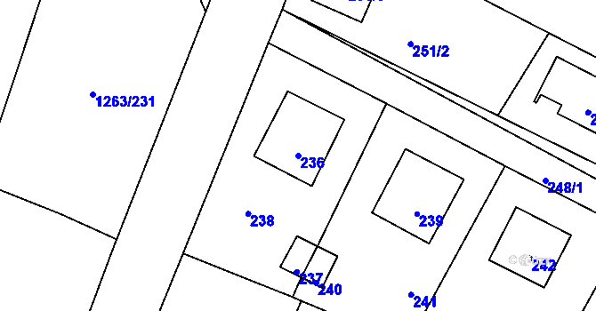 Parcela st. 236 v KÚ Hvozdná, Katastrální mapa