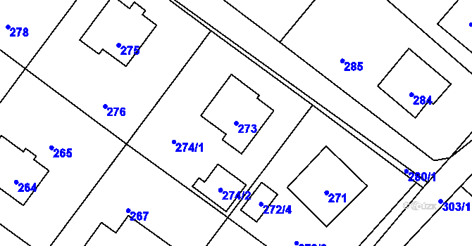 Parcela st. 273 v KÚ Hvozdná, Katastrální mapa