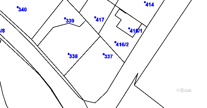Parcela st. 337 v KÚ Hvozdná, Katastrální mapa