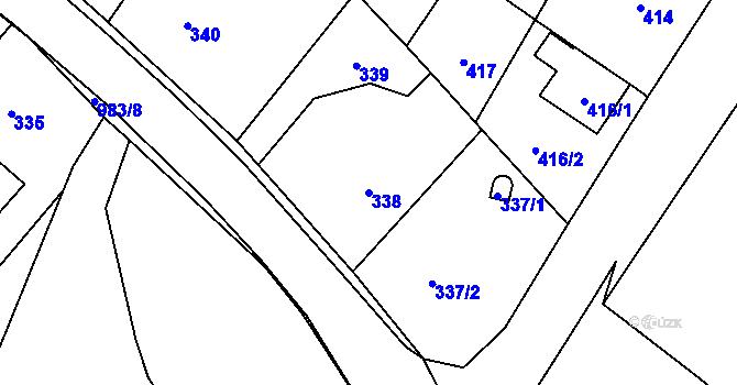 Parcela st. 338 v KÚ Hvozdná, Katastrální mapa