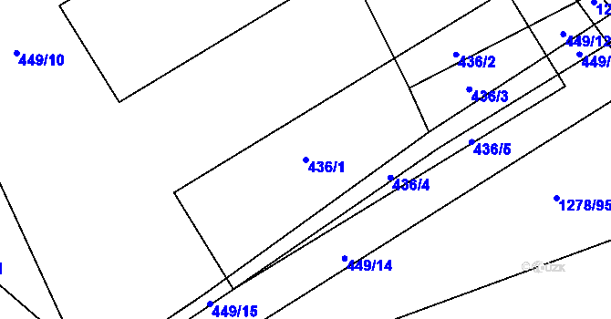 Parcela st. 436/1 v KÚ Hvozdná, Katastrální mapa