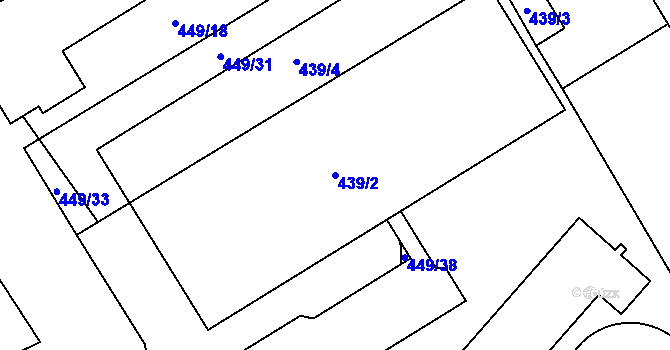 Parcela st. 439/2 v KÚ Hvozdná, Katastrální mapa