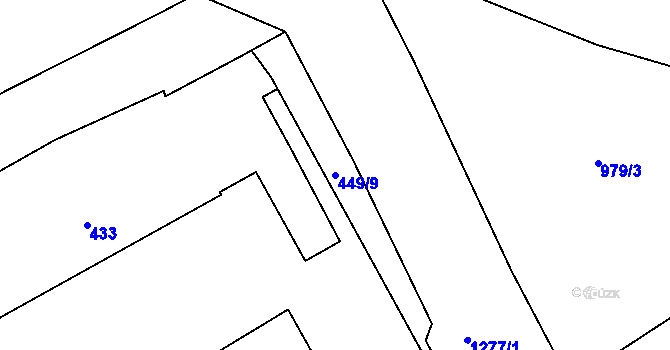 Parcela st. 449/9 v KÚ Hvozdná, Katastrální mapa
