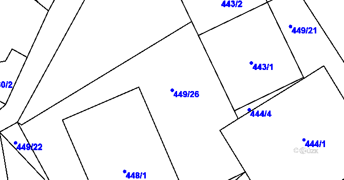 Parcela st. 449/26 v KÚ Hvozdná, Katastrální mapa