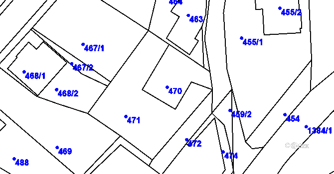 Parcela st. 470 v KÚ Hvozdná, Katastrální mapa