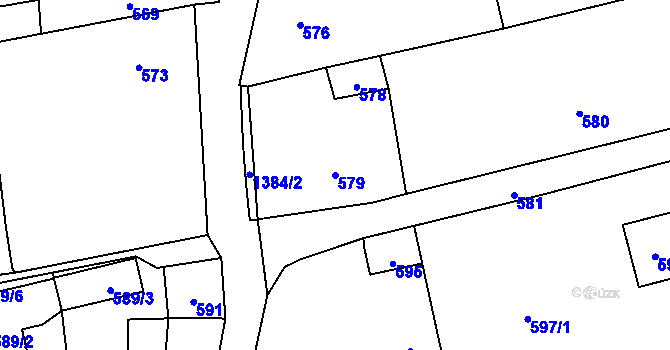 Parcela st. 579 v KÚ Hvozdná, Katastrální mapa