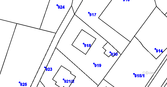 Parcela st. 918 v KÚ Hvozdná, Katastrální mapa
