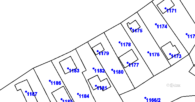 Parcela st. 1179 v KÚ Hvozdná, Katastrální mapa