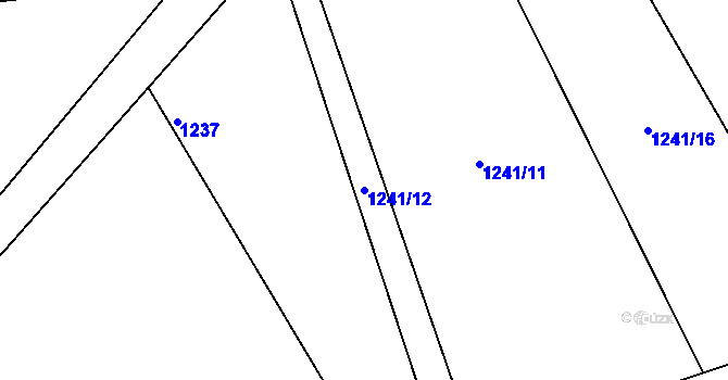 Parcela st. 1241/12 v KÚ Hvozdná, Katastrální mapa