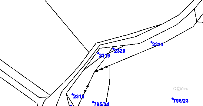 Parcela st. 1305/26 v KÚ Hvozdná, Katastrální mapa