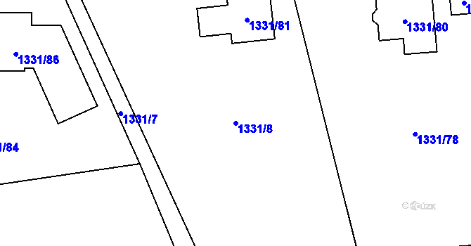 Parcela st. 1331/8 v KÚ Hvozdná, Katastrální mapa