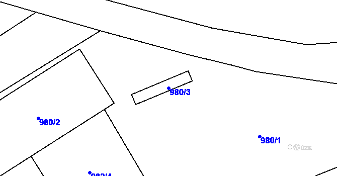 Parcela st. 980/3 v KÚ Hvozdná, Katastrální mapa
