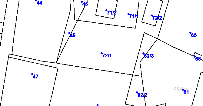 Parcela st. 72/1 v KÚ Hvozdná, Katastrální mapa